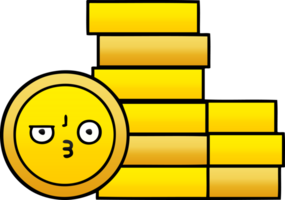 gradient shaded cartoon of a coins png