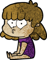 niña silbando de dibujos animados png