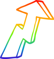 rainbow gradient line drawing of a cartoon business growth arrow png