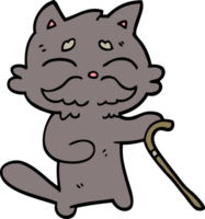 gato velho de desenho animado estilo doodle desenhado à mão png