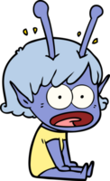 cartoon shocked alien girl png