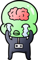 cartoon big brain alien weint png