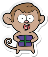 sticker of a cartoon shocked monkey png