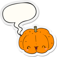 cartoon pumpkin with speech bubble sticker png