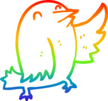 rainbow gradient line drawing of a cartoon bird png
