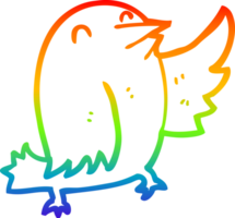 rainbow gradient line drawing of a cartoon bird png