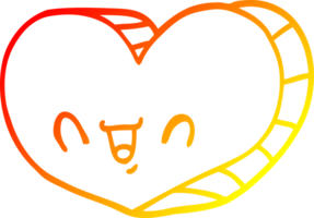 warm gradient line drawing of a cartoon love heart png