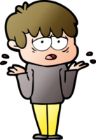 cartoon exhausted boy shrugging shoulders png