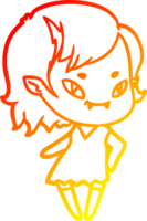 warm Gradient Linie Zeichnung von ein Karikatur cool Vampir Mädchen png