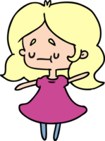 cartoon illustration of a cute kawaii girl png