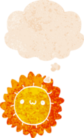 dibujos animados flor con pensamiento burbuja en grunge afligido retro texturizado estilo png