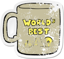 distressed sticker of a worlds best dad mug png