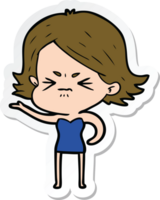 sticker of a cartoon angry girl png