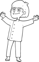 hand drawn black and white cartoon chef png