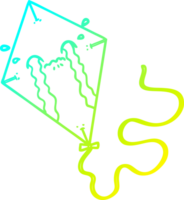 cold gradient line drawing of a cartoon kite crying png