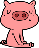 cartoon content pig meditating png