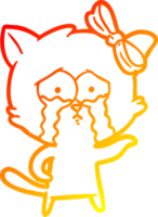 warm gradient line drawing of a cartoon cat png