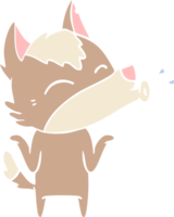 howling wolf flat color style cartoon png