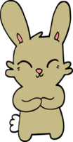 mignon lapin de dessin animé de style doodle dessiné à la main png