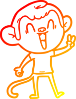 warm gradient line drawing cartoon laughing monkey png