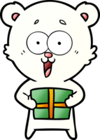 polar bear with christmas present cartoon png