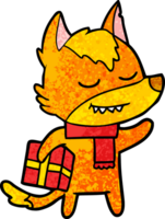 fox cartoon character with present png