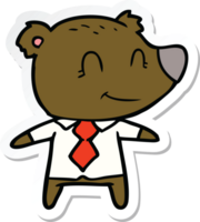 autocollant d'un ours de dessin animé en chemise et cravate png