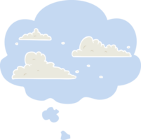 cartoon clouds with thought bubble in retro style png