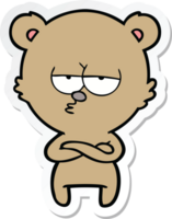 adesivo de um desenho animado de urso entediado png