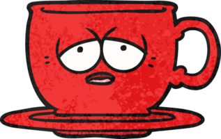 tasse de thé fatiguée de dessin animé png