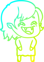 cold gradient line drawing of a cartoon laughing vampire girl png