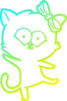 cold gradient line drawing of a cartoon cat png