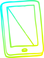 cold gradient line drawing of a cartoon computer tablet png