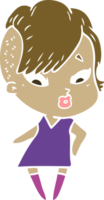 flat color style cartoon surprised girl png