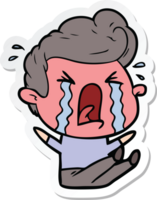 sticker of a cartoon crying man png