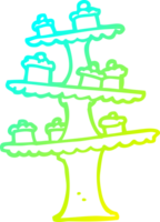 cold gradient line drawing of a cartoon cake stand png