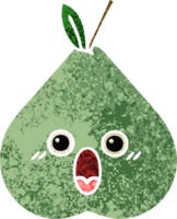 retro illustration style cartoon of a green pear png