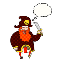 main tiré pensée bulle dessin animé pirate capitaine png