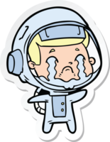 sticker of a cartoon crying astronaut png