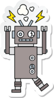 klistermärke av en söt tecknad robot som inte fungerar png