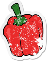 distressed sticker of a cartoon pepper png