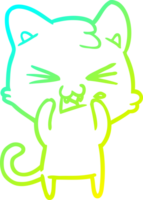 frío degradado línea dibujo de un dibujos animados gato png