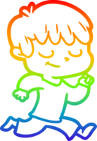 rainbow gradient line drawing of a cartoon happy boy png