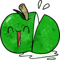 pomme en tranches de dessin animé heureux png