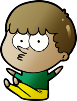 cartoon boy sat waiting png