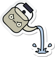 sticker of a cute cartoon pouring kettle png