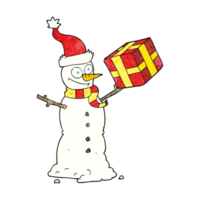 Hand texturiert Karikatur Schneemann png