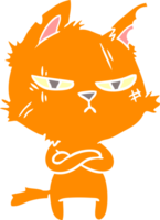 bras pliants de chat de dessin animé de style couleur plat dur png