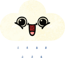 retro illustration style cartoon of a rain cloud png