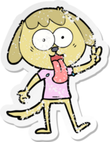 distressed sticker of a cute cartoon dog png